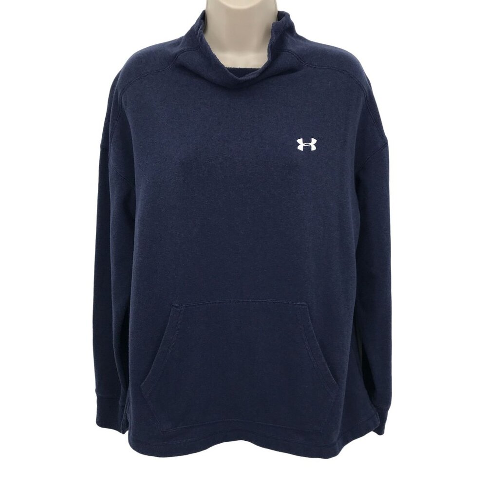 Under Armour Womens Navy Blue Mock Neck Long Sleeve Pullover Sweatshirt Size S